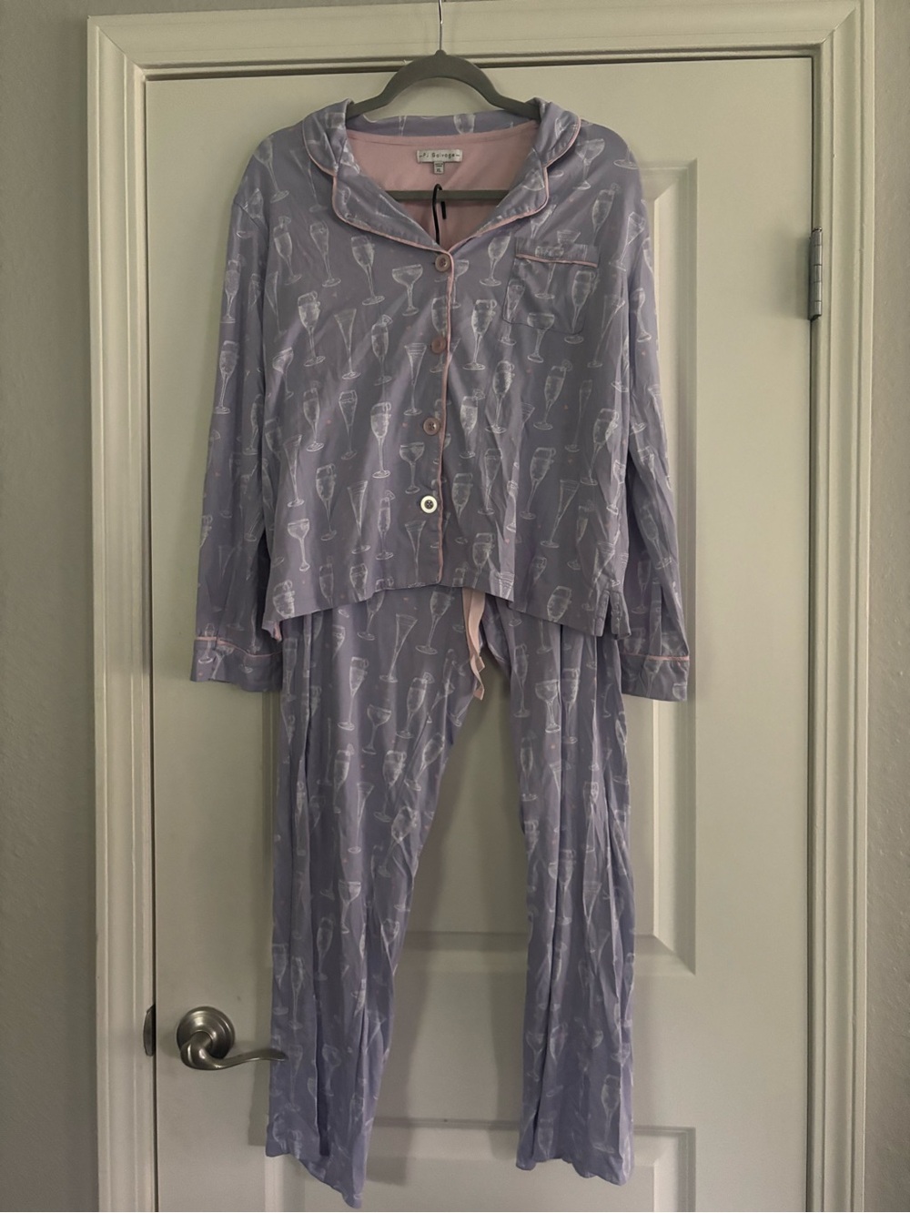 P.J. Salvage lilac pajama set champagne glass print Size XL